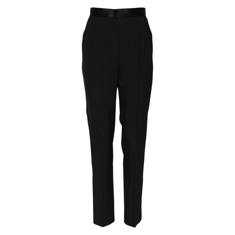 Black Wool Tapered High Waist Pants Dolce & Gabbana