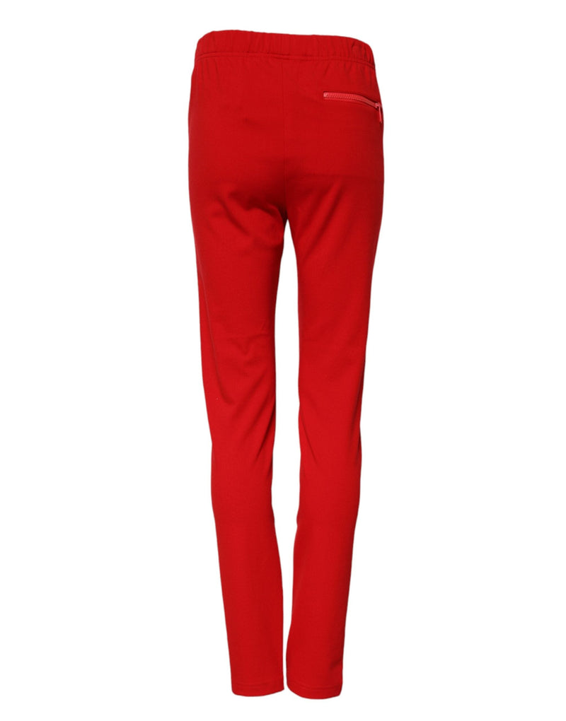 Red Mid Waist Slim Fit Pants Dolce & Gabbana