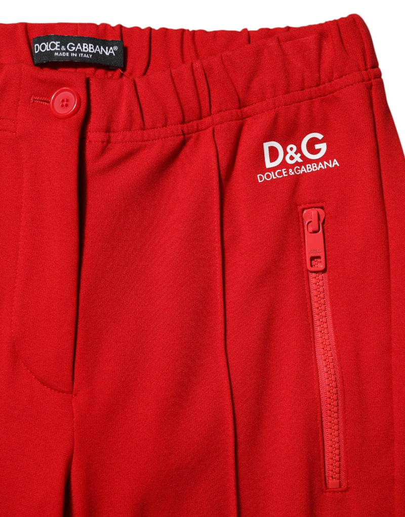 Red Mid Waist Slim Fit Pants Dolce & Gabbana