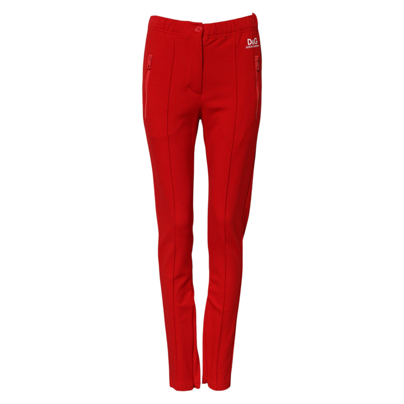 Red Mid Waist Slim Fit Pants Dolce & Gabbana