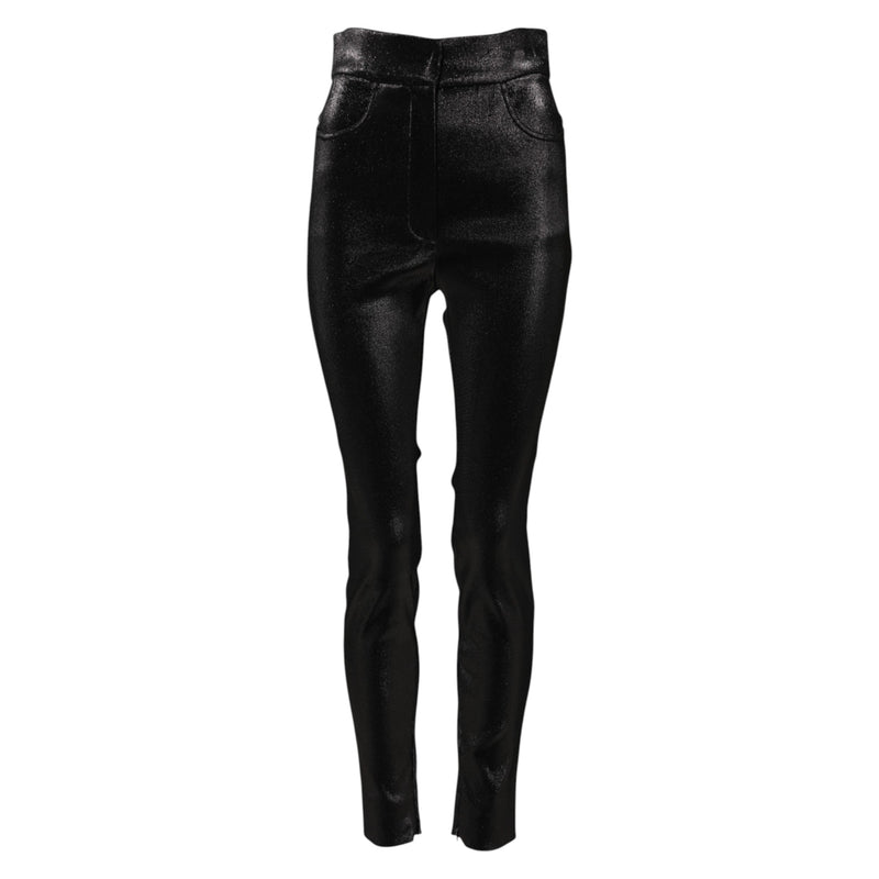 Black Cotton Stretch Lurex Thread Skinny Pants Dolce & Gabbana