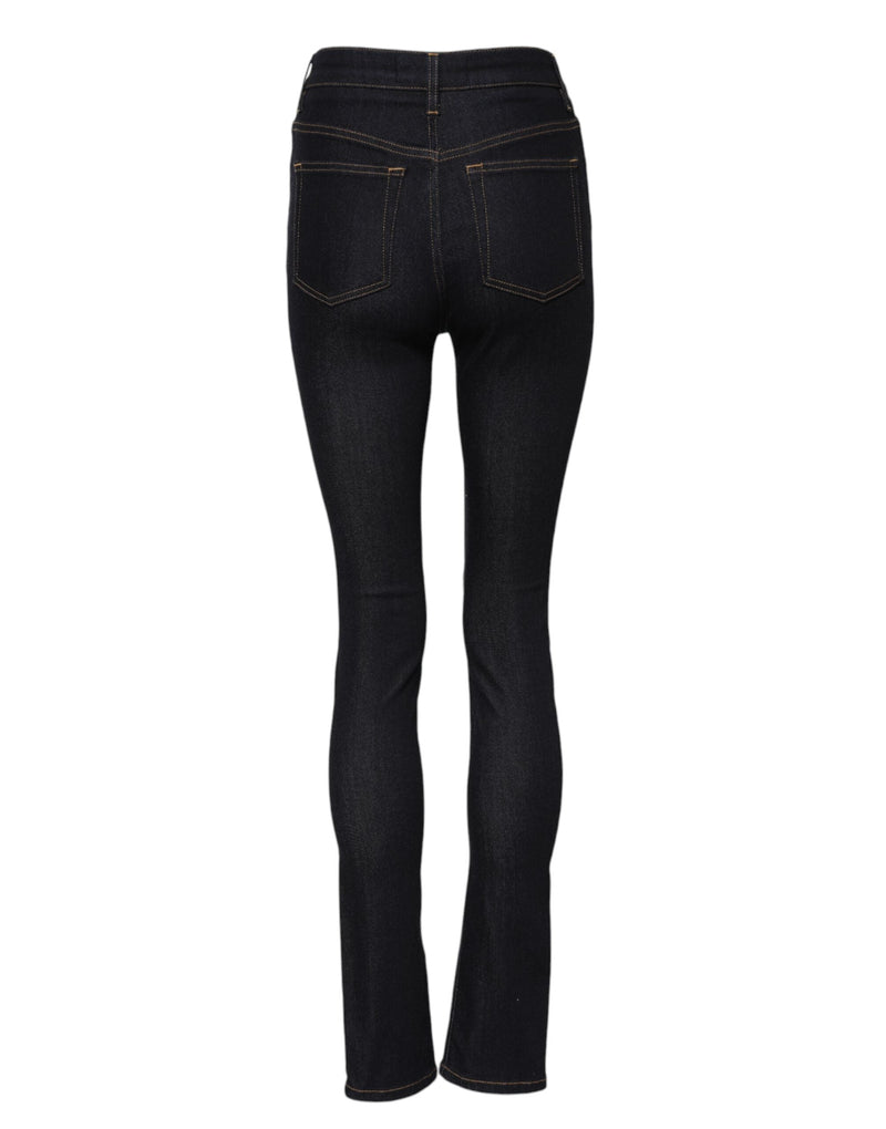 Blue Cotton High Waist Skinny Denim Jeans Dolce & Gabbana