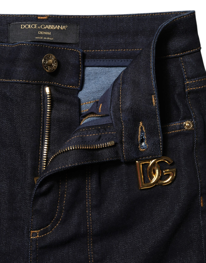 Blue Cotton High Waist Skinny Denim Jeans Dolce & Gabbana