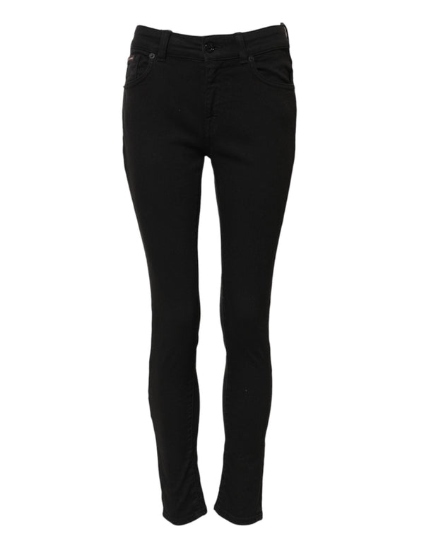 Black Cotton Skinny Mid Waist Denim Jeans Dolce & Gabbana