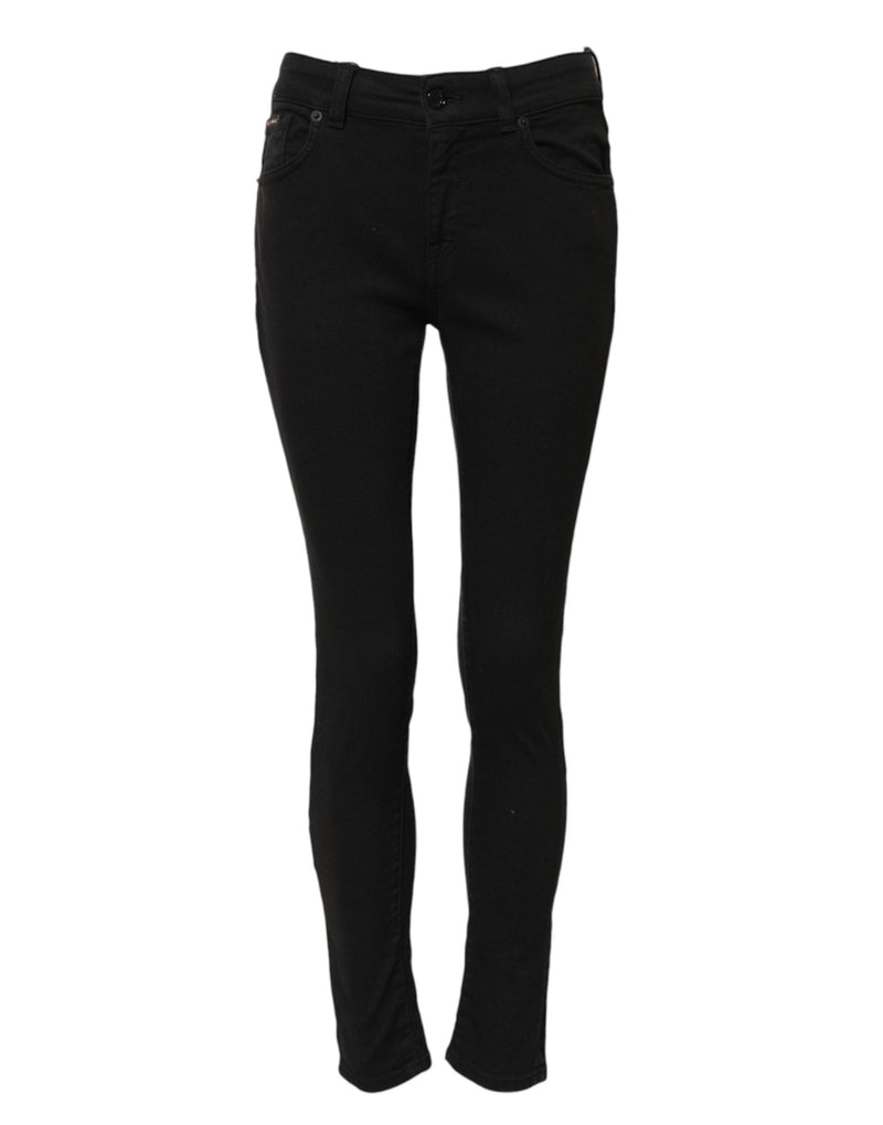 Black Cotton Skinny Mid Waist Denim Jeans Dolce & Gabbana