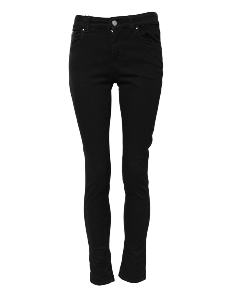 Black Cotton Skinny Mid Waist Denim Jeans Dolce & Gabbana
