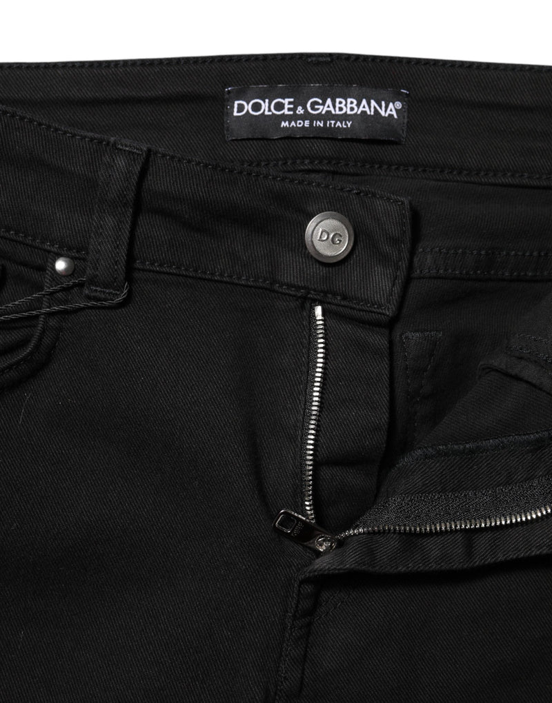 Black Cotton Skinny Mid Waist Denim Jeans Dolce & Gabbana