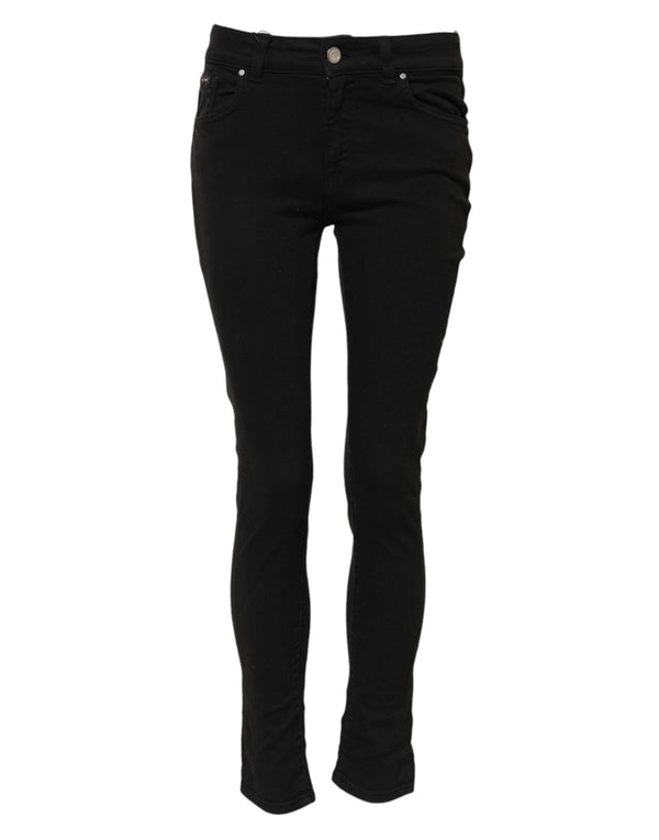 Black Cotton Skinny Mid Waist Denim Jeans Dolce & Gabbana