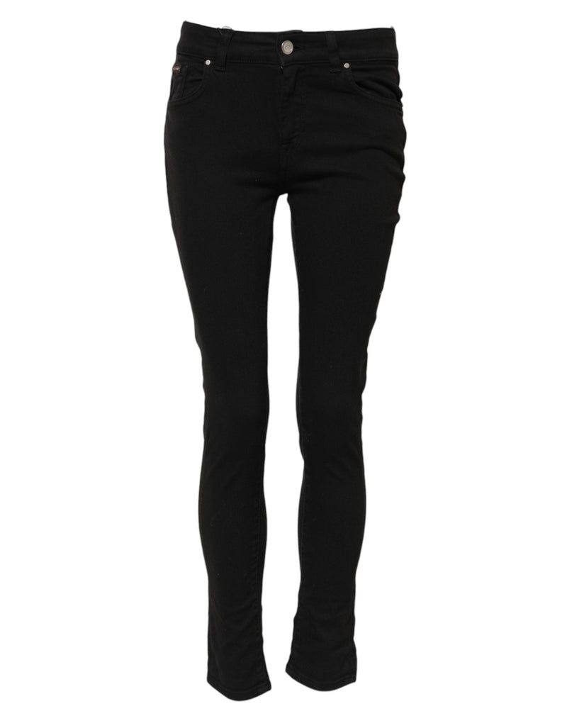 Black Cotton Skinny Mid Waist Denim Jeans Dolce & Gabbana