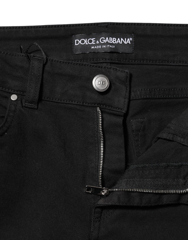 Black Cotton Skinny Mid Waist Denim Jeans Dolce & Gabbana