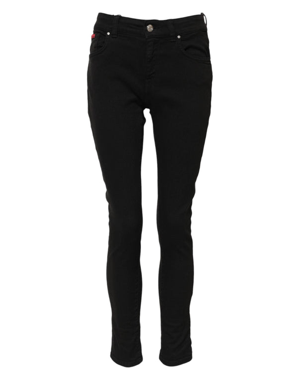 Black Cotton Logo Skinny Mid Waist Denim Jeans Dolce & Gabbana