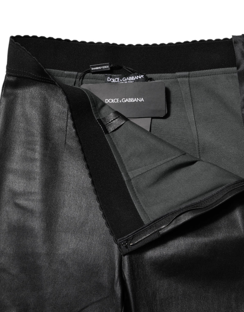 Black Leather Elastic Waist Pants Dolce & Gabbana