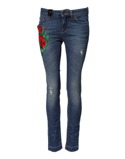 Blue Cotton Low Waist Skinny Denim Jeans Dolce & Gabbana