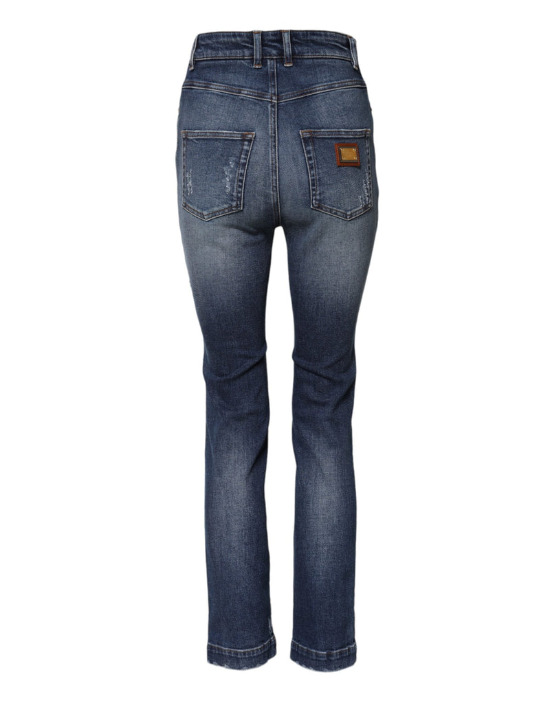 Blue Rhinestone Embellished Denim Jeans Dolce & Gabbana