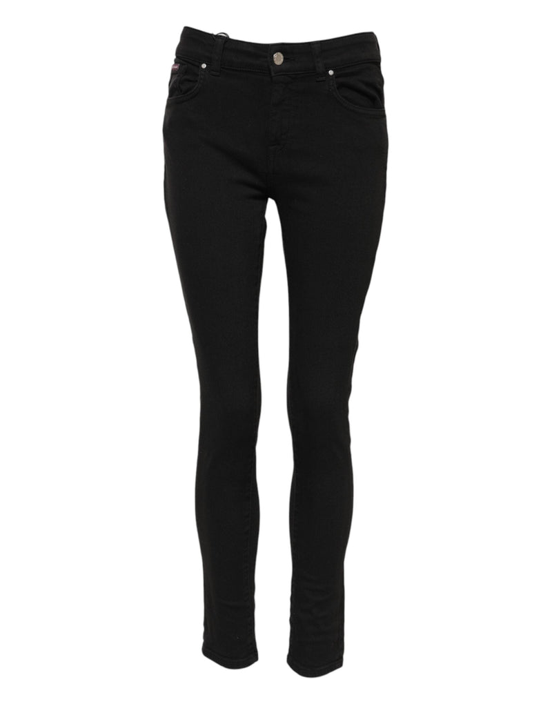 Black Cotton Logo Skinny Mid Waist Denim Jeans Dolce & Gabbana