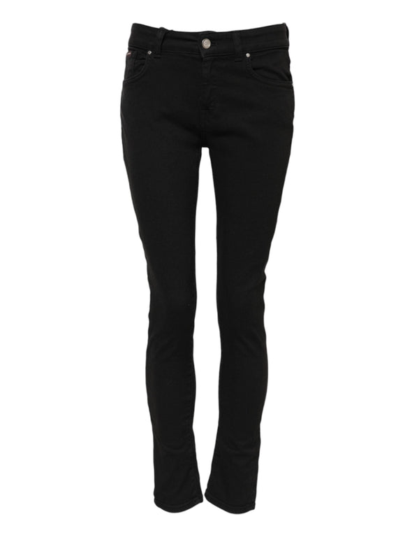 Black Cotton Logo Skinny Mid Waist Denim Jeans Dolce & Gabbana