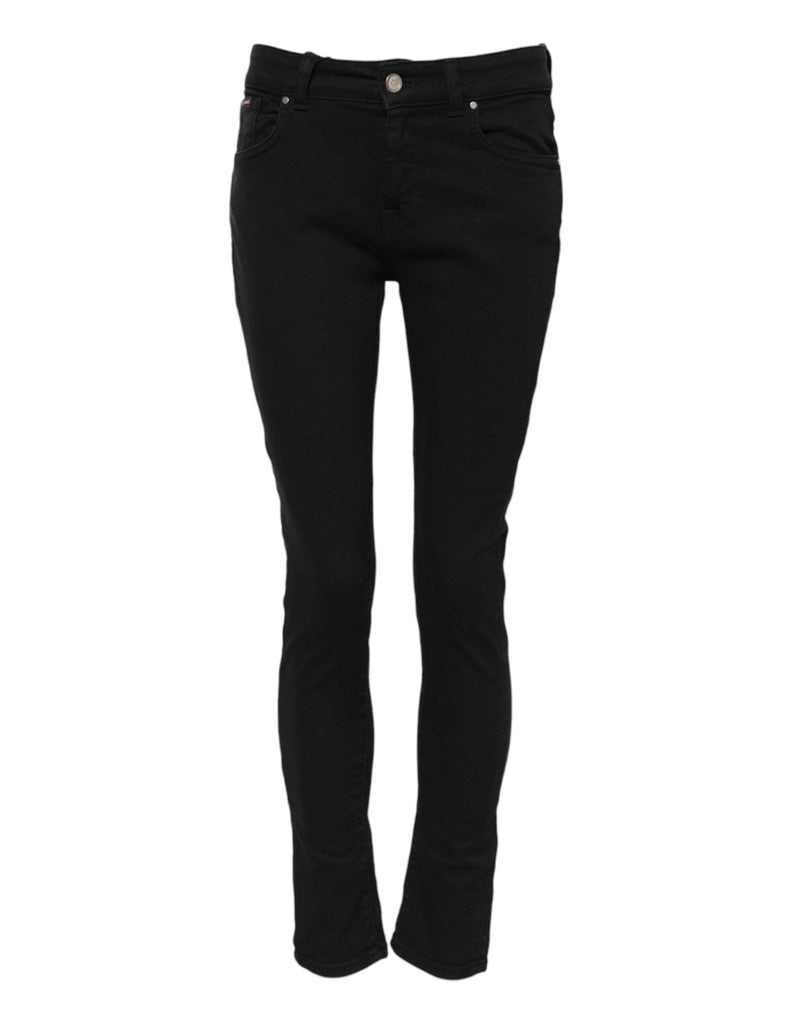 Black Cotton Logo Skinny Mid Waist Denim Jeans Dolce & Gabbana