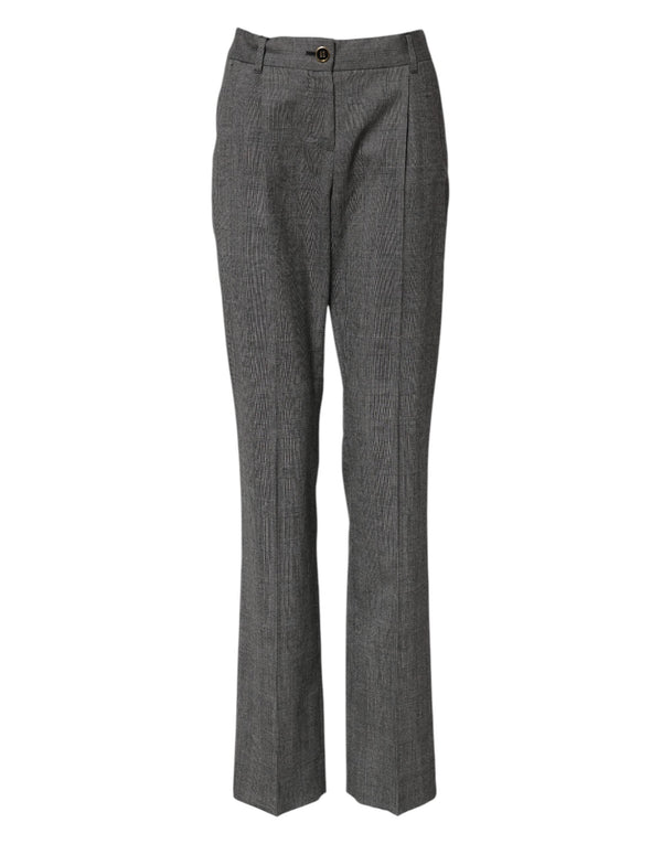 Gray Checkered High Waist Flared Pants Dolce & Gabbana