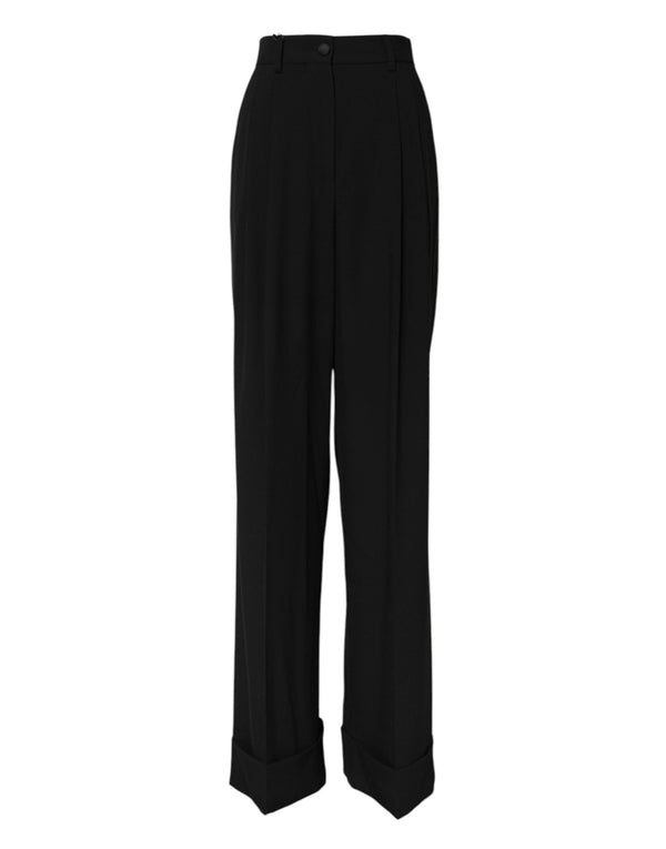 Black Wool High Waist Formal Pants Dolce & Gabbana