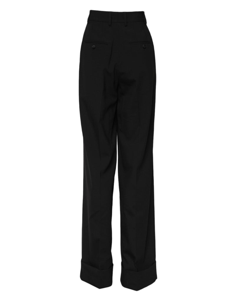 Black Wool High Waist Formal Pants Dolce & Gabbana