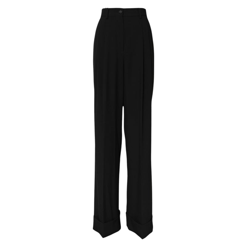 Black Wool High Waist Formal Pants Dolce & Gabbana