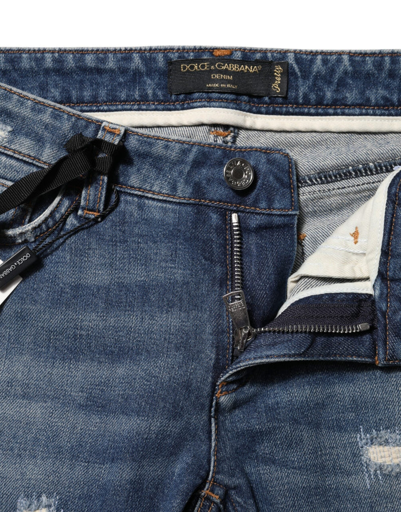 Blue Play Card Embroidery Skinny Denim Jeans Dolce & Gabbana