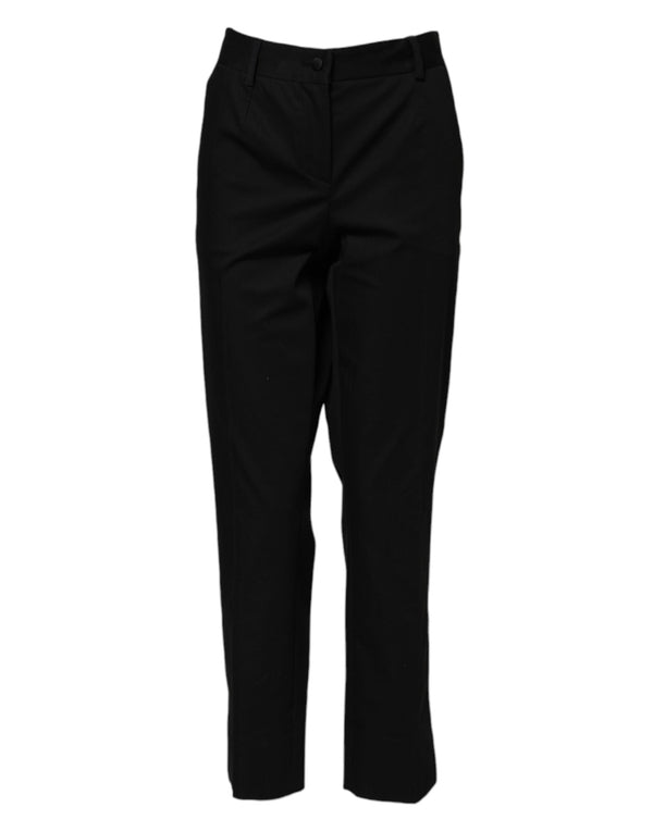 Black Cotton High Waist Formal Pants Dolce & Gabbana