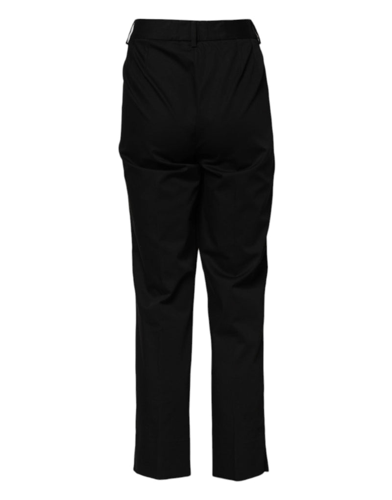 Black Cotton High Waist Formal Pants Dolce & Gabbana