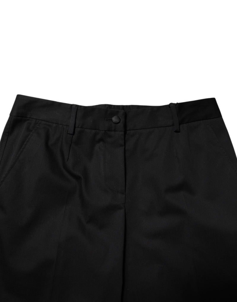 Black Cotton High Waist Formal Pants Dolce & Gabbana