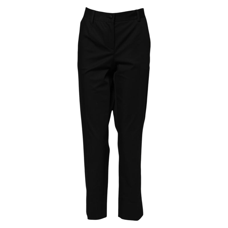 Black Cotton High Waist Formal Pants Dolce & Gabbana