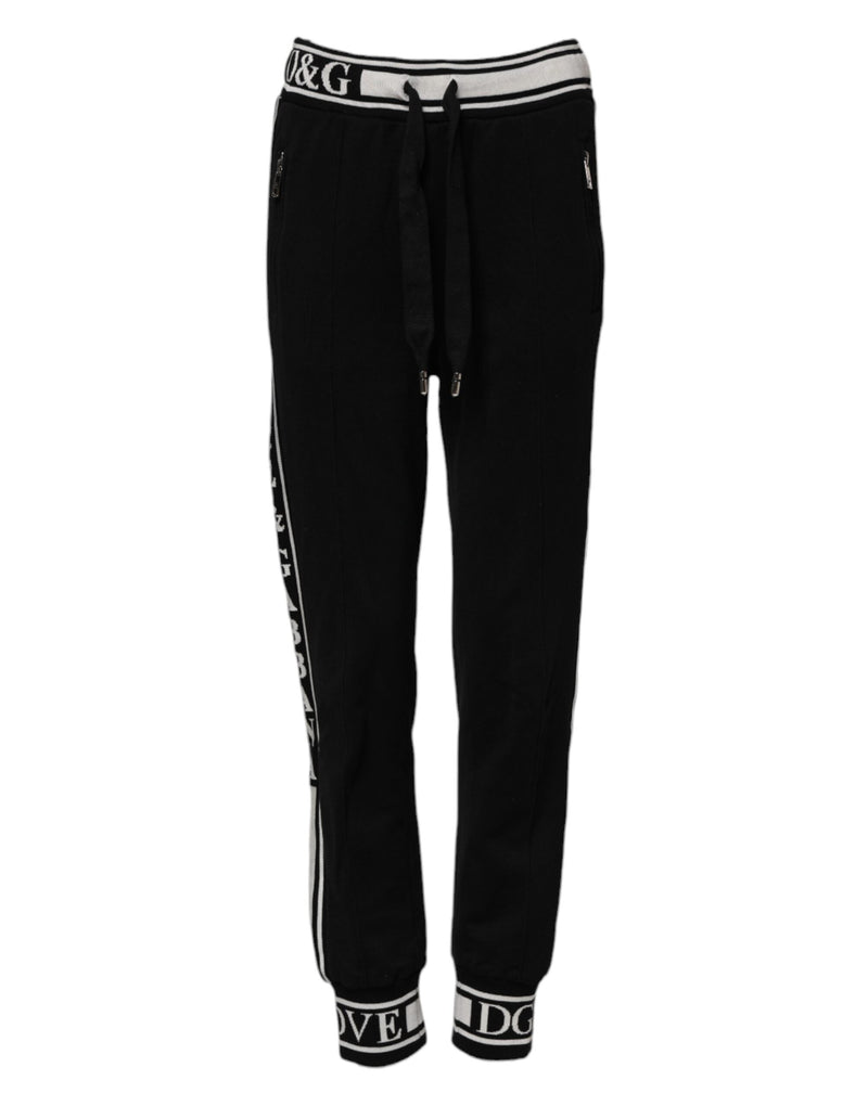 Black Cotton Jogger Logo Waist Pants Dolce & Gabbana