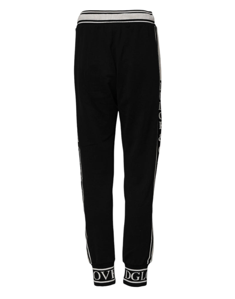 Black Cotton Jogger Logo Waist Pants Dolce & Gabbana