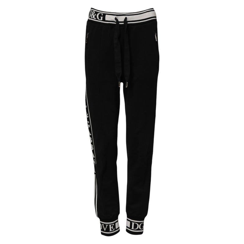 Black Cotton Jogger Logo Waist Pants Dolce & Gabbana