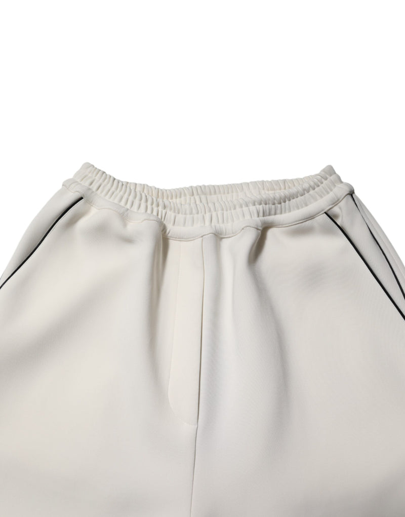 White Viscose Wide Leg Pull On Pants Dolce & Gabbana