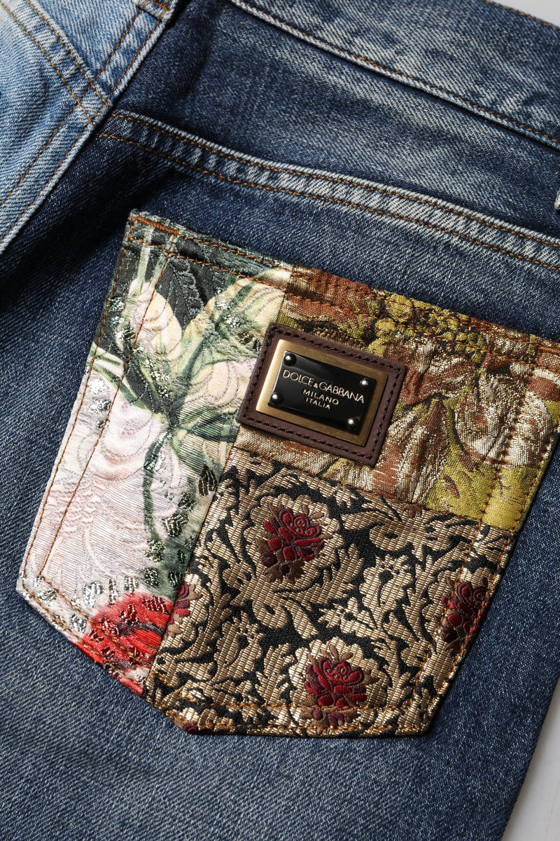 Multicolor Patchwork Tapered Denim Jeans Dolce & Gabbana