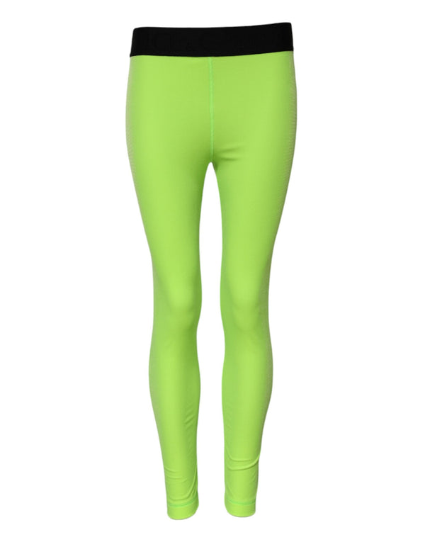 Green Nylon Slim Fit Leggings Pants Dolce & Gabbana