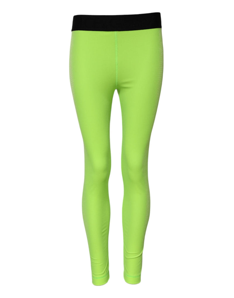 Green Nylon Slim Fit Leggings Pants Dolce & Gabbana