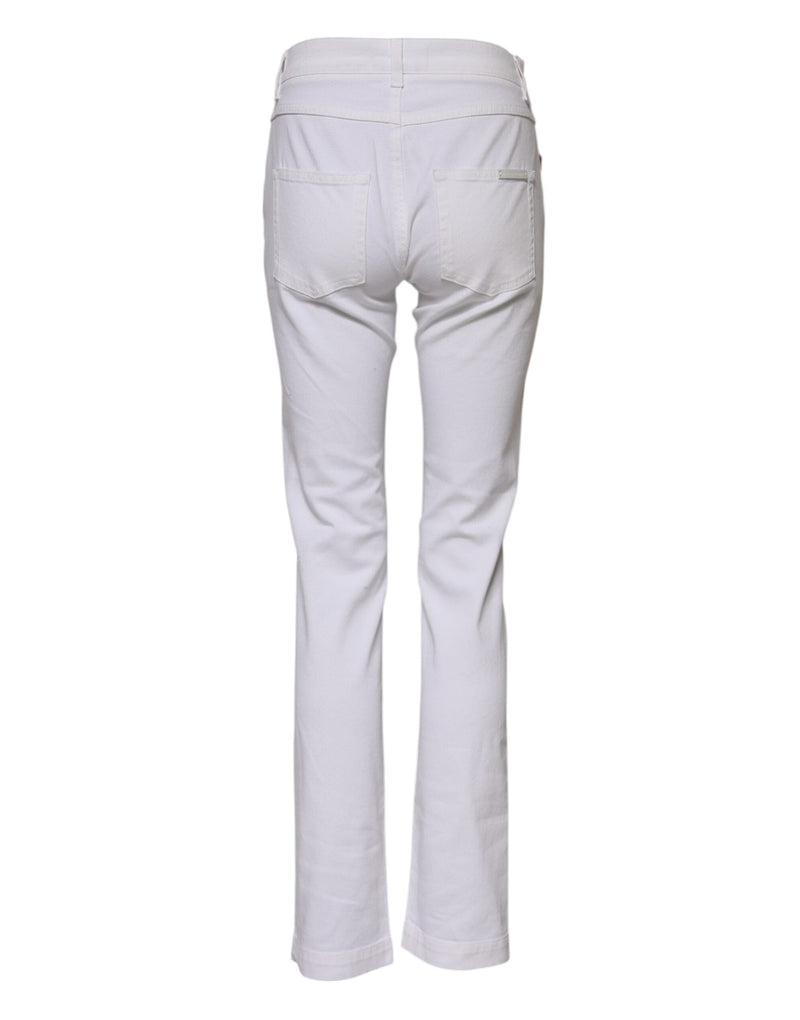 White Floral Embroidery GIRLY Denim Jeans Dolce & Gabbana