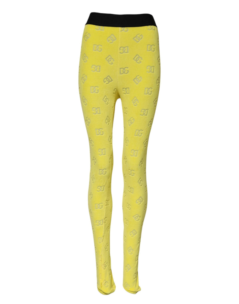 Yellow Logo Slim Fit Leggings Pants Dolce & Gabbana
