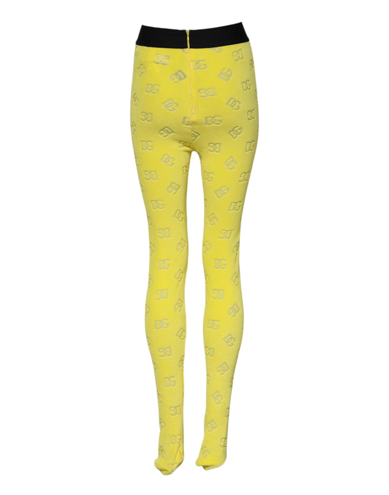 Yellow Logo Slim Fit Leggings Pants Dolce & Gabbana