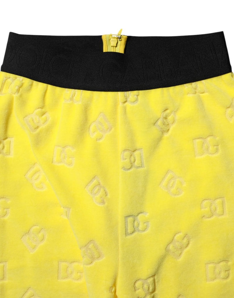 Yellow Logo Slim Fit Leggings Pants Dolce & Gabbana