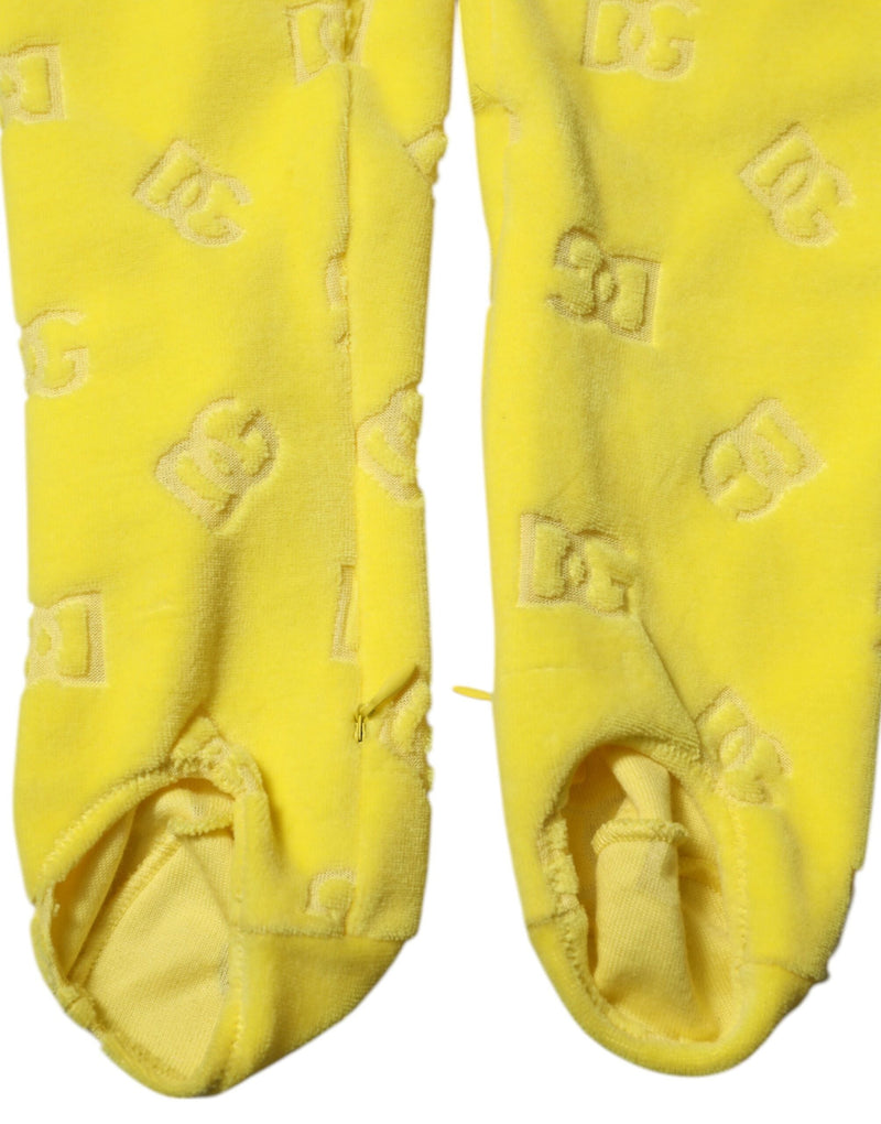 Yellow Logo Slim Fit Leggings Pants Dolce & Gabbana