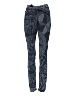 Blue Graphic Print Cotton Skinny Denim Jeans Dolce & Gabbana