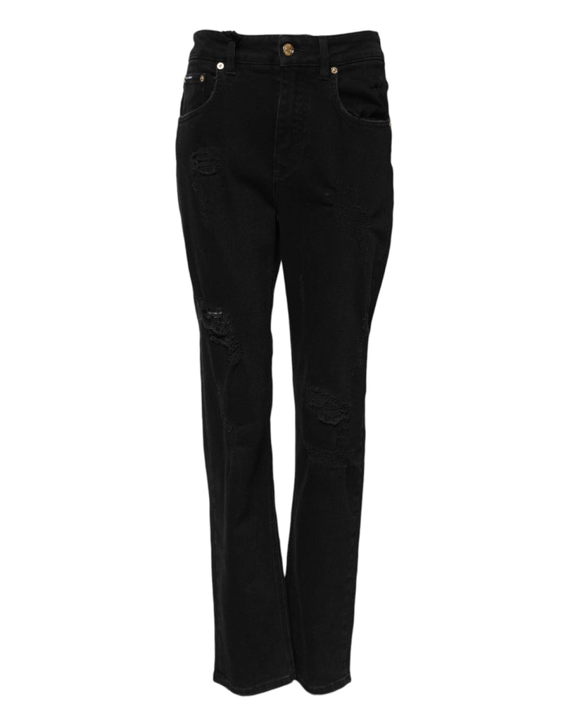 Black Boyfriend Cotton Flared Denim Jeans Dolce & Gabbana