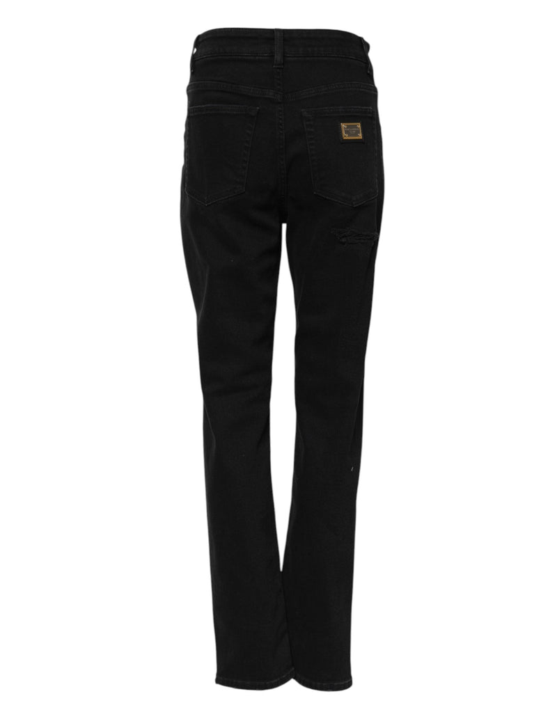 Black Boyfriend Cotton Flared Denim Jeans Dolce & Gabbana