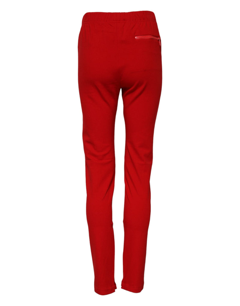 Red Mid Waist Slim Fit Pants Dolce & Gabbana