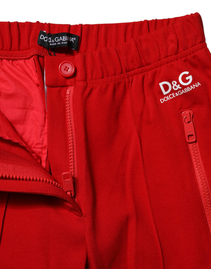 Red Mid Waist Slim Fit Pants Dolce & Gabbana