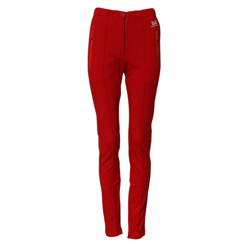 Red Mid Waist Slim Fit Pants Dolce & Gabbana
