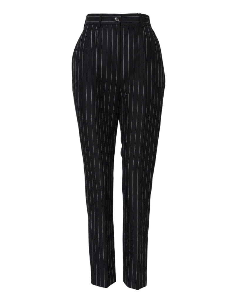 Black Stripes High Waist Tapered Pants Dolce & Gabbana