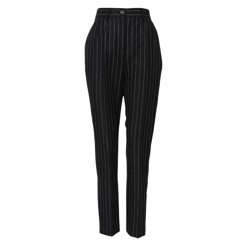 Black Stripes High Waist Tapered Pants Dolce & Gabbana